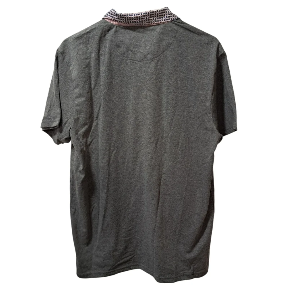 Steel & Jelly London Mens Gray Polo Shirt Geometric Contrast Trim Size L NWT